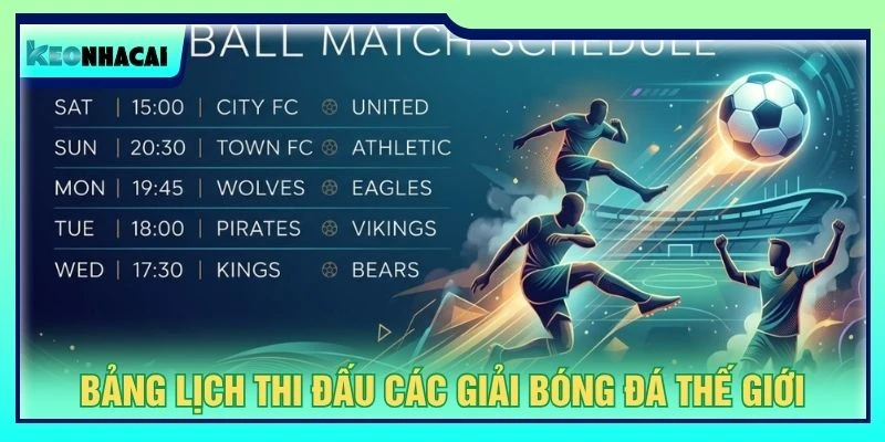 Bảng lịch thi đấu các giải bóng đá thế giới