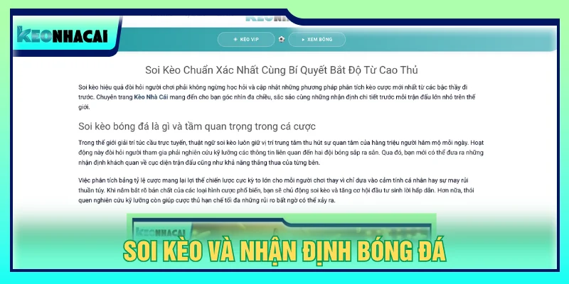Chuyên trang kèo nhà cái có cung cấp các bài viết về soi kèo