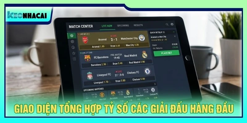 Giao diện tổng hợp tỷ số các giải đấu hàng đầu