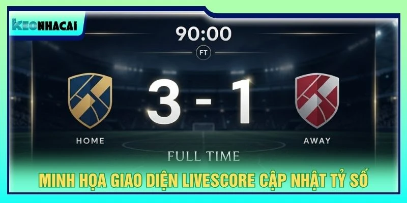 Minh họa giao diện livescore cập nhật tỷ số